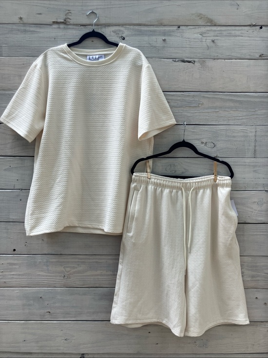 Linea Uomo Other - LU Linea Uomo Men's Cream cozy Short Athleasure Lounge Set